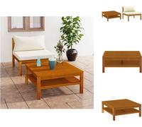 vidaXL Juego de 2 sofás de jardín con cojines color crema de madera de acacia - Elementos para sofá de jardín
