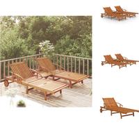 vidaXL Juego de 2 tumbonas de madera maciza de acacia con mesa - Tumbonas