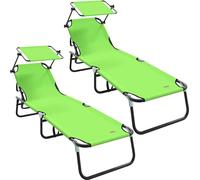 vidaXL: Juego de 2 tumbonas plegables, tela Oxford, color verde