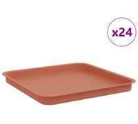 vidaXL Juego de 24 bandejas cuadradas para macetas, color ladrillo, 36 x 36 x 2,5 cm