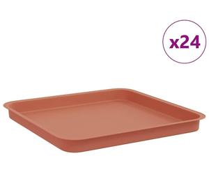 vidaXL Juego de 24 bandejas cuadradas para macetas, color ladrillo, 36 x 36 x 2,5 cm