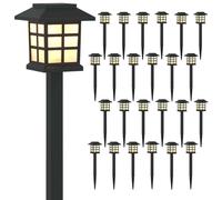 vidaXL: Juego de 24 luces solares para exteriores, con estaca para clavarlas en el suelo, luz blanca cálida, 38,5 cm, fabricadas en polipropileno