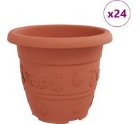 vidaXL: Juego de 24 macetas redondas, color terracota, diámetro 30 cm, altura 25 cm, de plástico