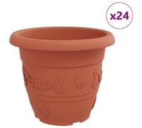 vidaXL: Juego de 24 macetas redondas, color terracota, diámetro 34 cm, altura 28 cm, de plástico