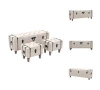 vidaXL Juego de 3 bancos de almacenamiento, madera maciza y acero, 112x37x45 cm - Bancos para recibidores y pasillos