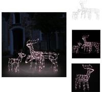 vidaXL Juego de 3 ciervos LED para decoración navideña, 229 LEDs - Iluminación navideña