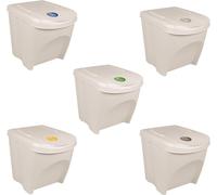 vidaXL. Juego de 3 cubos de basura apilables, color blanco, 75 litros, fabricados en polipropileno