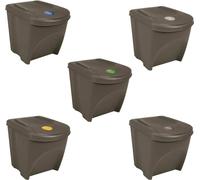 vidaXL: Juego de 3 cubos de basura apilables, color gris, 75 litros, de polipropileno