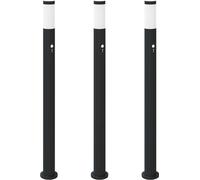 vidaXL Juego de 3 faroles con sensor, 110 cm, acero inoxidable, IP44