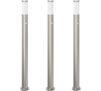 vidaXL Juego de 3 faroles con sensor, 110 cm, acero inoxidable, IP44