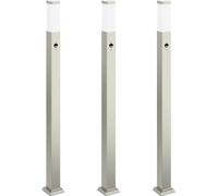 vidaXL Juego de 3 faroles con sensor, 110 cm, acero inoxidable, IP44