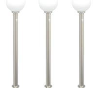 vidaXL Juego de 3 faroles con sensor, 120 cm, acero inoxidable, IP44