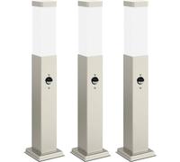 vidaXL Juego de 3 faroles con sensor, 50 cm, acero inoxidable, IP44
