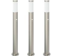 vidaXL Juego de 3 faroles con sensor, 80 cm, acero inoxidable, IP44