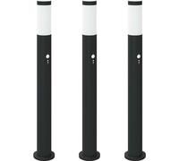 vidaXL Juego de 3 faroles con sensor, 80 cm, acero inoxidable, IP44