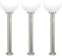 vidaXL Juego de 3 faroles con sensor, 80 cm, acero inoxidable, IP44