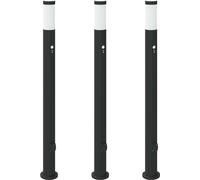 vidaXL Juego de 3 faroles con sensor y enchufe, 110 cm, acero inoxidable, IP44
