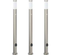 vidaXL Juego de 3 faroles con sensor y enchufe, 110 cm, acero inoxidable, IP44