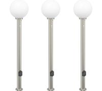 vidaXL Juego de 3 faroles con sensor y enchufe, 120 cm, acero inoxidable, IP44