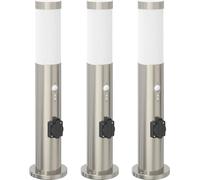 vidaXL Juego de 3 faroles con sensor y enchufe, 50 cm, acero inoxidable, IP44