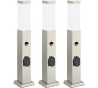 vidaXL Juego de 3 faroles con sensor y enchufe, 50 cm, acero inoxidable, IP44
