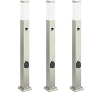 vidaXL Juego de 3 faroles con sensor y enchufe, 80 cm, acero inoxidable, IP44