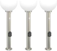 vidaXL Juego de 3 faroles con sensor y enchufe, 80 cm, acero inoxidable, IP44