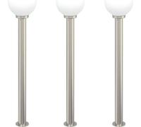 vidaXL Juego de 3 faroles de poste, 120 cm, acero inoxidable, IP44