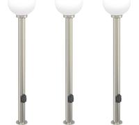 vidaXL Juego de 3 faroles de poste, 120 cm, acero inoxidable, IP44