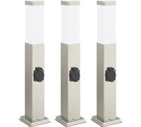 vidaXL Juego de 3 faroles de poste, 50 cm, acero inoxidable, IP44