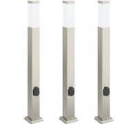 vidaXL Juego de 3 faroles de poste, 80 cm, acero inoxidable, IP44