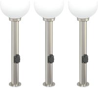 vidaXL Juego de 3 faroles de poste, 80 cm, acero inoxidable, IP44