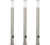 vidaXL Juego de 3 faroles de poste con salida, 110 cm, acero inoxidable, IP44