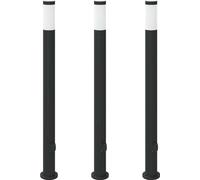 vidaXL Juego de 3 faroles de poste con salida, 110 cm, acero inoxidable, IP44