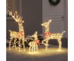 vidaXL, Juego de 3 luces decorativas "Rentierfamilie", 300 LEDs, luz cálida, 67 x 26 x 127 cm, material: PET