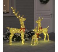 vidaXL, Juego de 3 luces decorativas "Rentierfamilie", 300 LEDs, luz cálida, 68 x 26 x 127 cm, tela