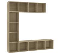 vidaXL Juego de 3 muebles: estantería/aparador para libros/TV, color roble Sonoma, 180x30x180 cm