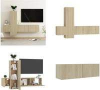 vidaXL, juego de 3 muebles para televisión en roble Sonoma, fabricados en material de madera. Incluye: mueble para televisión, estanterías para televisión, mueble para equipos de audio y video