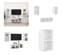 vidaXL Juego de 3 muebles para TV blancos, fabricados en material de madera - Juego de muebles para TV - Conjuntos de muebles para TV - Juego de muebles para TV colgantes - Conjuntos de muebles para T