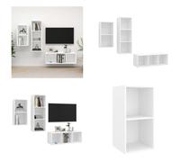 vidaXL Juego de 3 muebles para TV blancos, fabricados en material de madera - Juego de muebles para TV - Conjuntos de muebles para TV - Juego de muebles para TV colgantes - Conjuntos de muebles para T