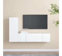 vidaXL Juego de 3 muebles para TV blancos, fabricados en material de madera - Juego de muebles para TV - Conjuntos de muebles para TV - Juego de muebles para TV colgantes - Conjuntos de muebles para T