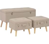 vidaXL: Juego de 3 otomanas con espacio de almacenamiento, color beige. Otomanas, reposapiés, otomanas con espacio de almacenamiento, pufs