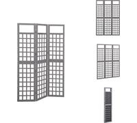 vidaXL Juego de 3 paneles divisor de ambientes/biombo de madera maciza de abeto, color gris, 121 x 180 cm