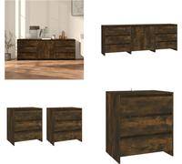 vidaXL, juego de 3 piezas, aparador en madera laminada con efecto roble ahumado - Aparador - Aparadores - Aparador-buffet - Estantería de almacenamiento