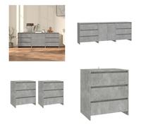 vidaXL, juego de 3 piezas, aparador gris cemento, material de madera - Aparador - Aparadores - Aparador-buffet - Armario de almacenamiento