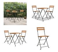 vidaXL Juego de 3 piezas para cafetería, plegable, de madera de teca maciza y acero - Juego de mesa y sillas para cafetería - Juegos de mesa y sillas para cafetería - Juego de mesa y sillas para cafet