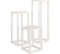 vidaXL Juego de 3 soportes para plantas, color blanco, madera maciza de pino