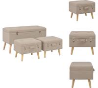 vidaXL: Juego de 3 taburetes con espacio de almacenamiento, color beige, tapizados en tela. Ideales para usar como baúl o banco en pasillos