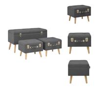 vidaXL: Juego de 3 taburetes con espacio de almacenamiento, color gris oscuro, tapizados en tela. Ideales para usar como bancos en recibidores o habitaciones