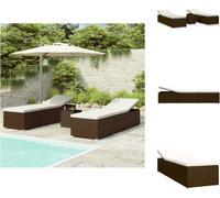 vidaXL Juego de 3 tumbonas de jardín con mesa auxiliar, fabricadas en ratán sintético, color marrón